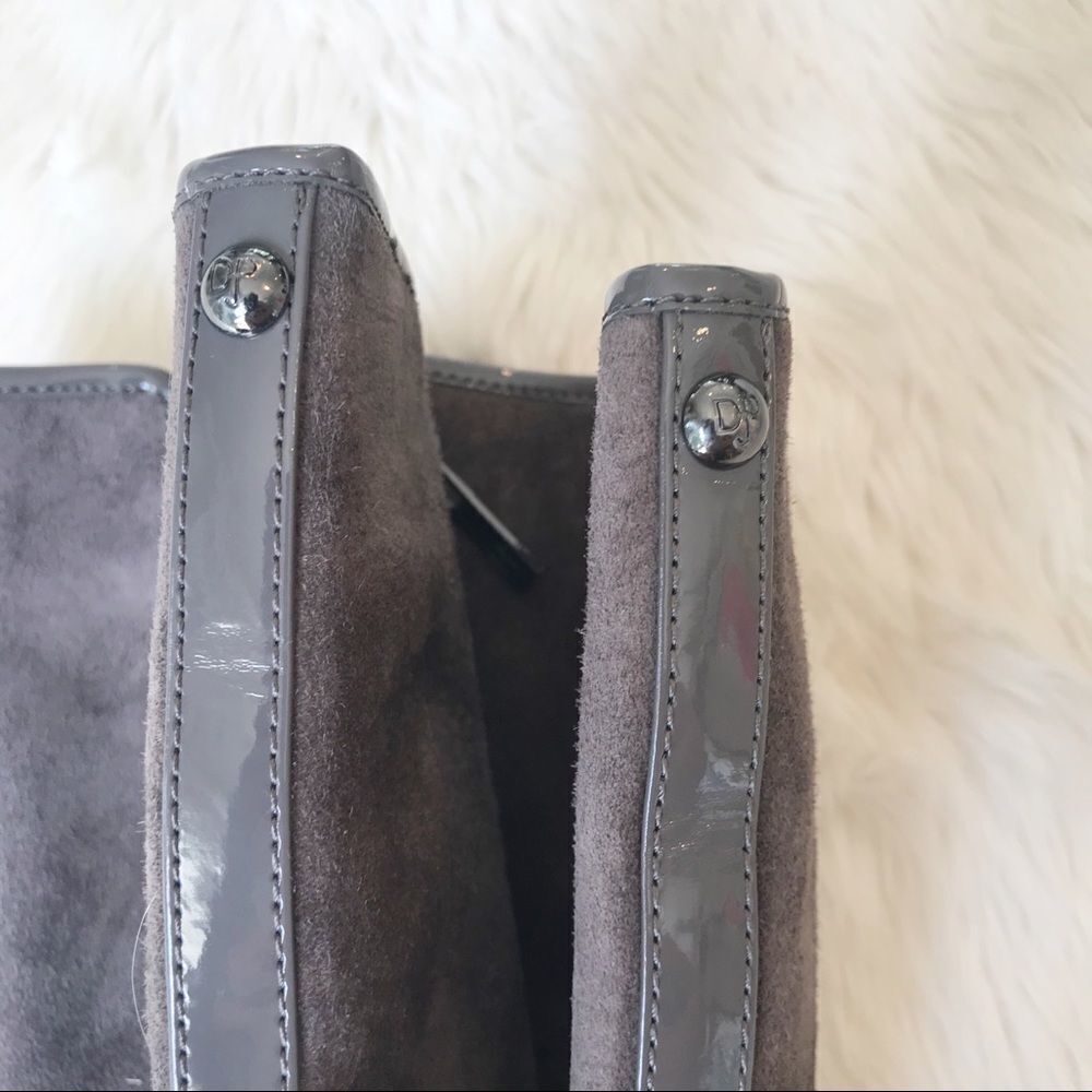 DONALD PLINER Suede Knee High Boot Chunky Heel Round Toe Taupe Gray Size 6.5 - Picture 8 of 14